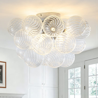 8-Light Bubble Ball Semi Flush Mount Ceiling Light Fixture, Modern Blown Glass Close To Ceiling Light Fixture For Bedroom Hallway Entryway Kitchen Foryer Dining Room