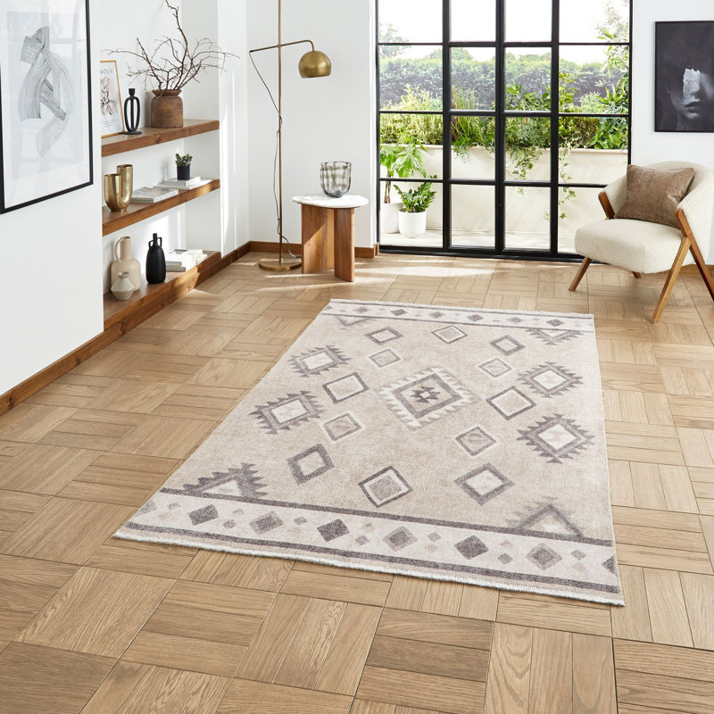 Tommy area rug Digitally Printed Beige, Runner 60 x 170cm