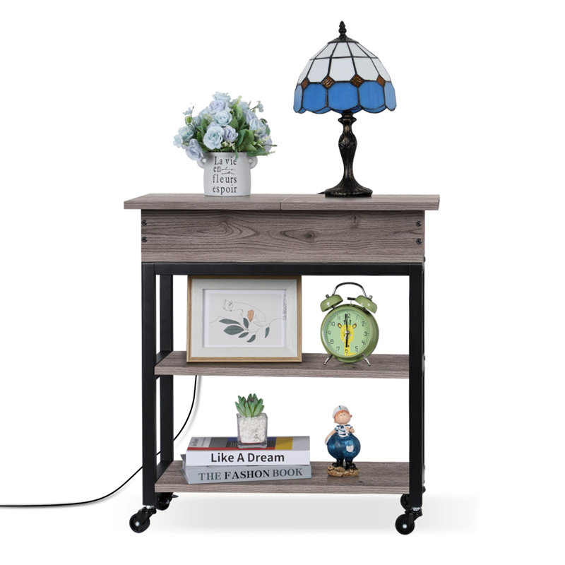 End Table and Built-In Outlets, Gray