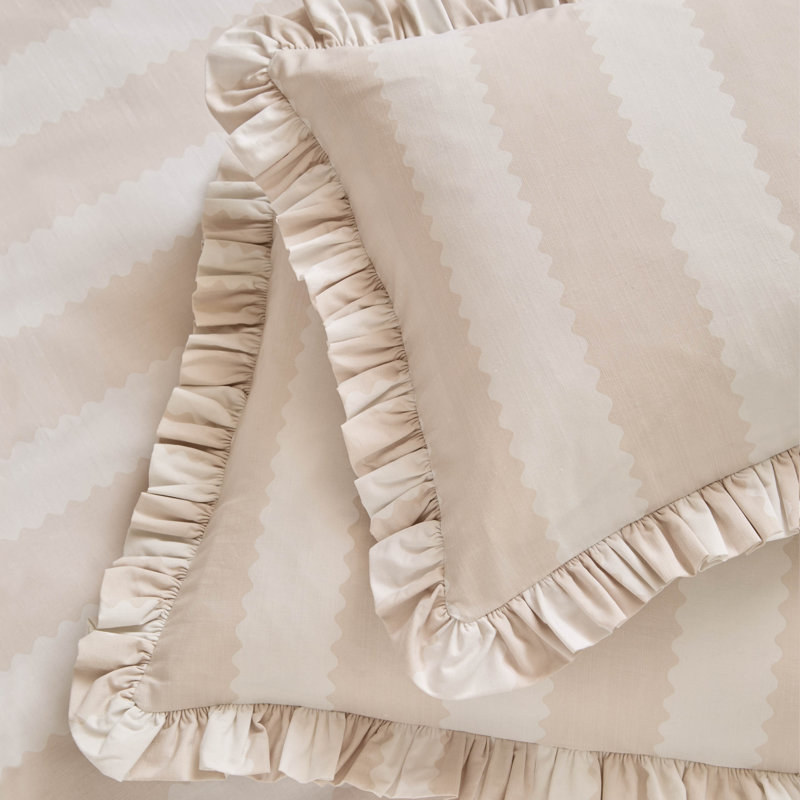 Birdie Stripe Cotton Blend Striped Duvet Cover Set with Pillowcases Included, Single Duvet Cover + 1 Standard Pillowcase