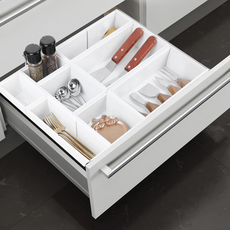 Ensemble de 8 tiroirs en bambou blanc