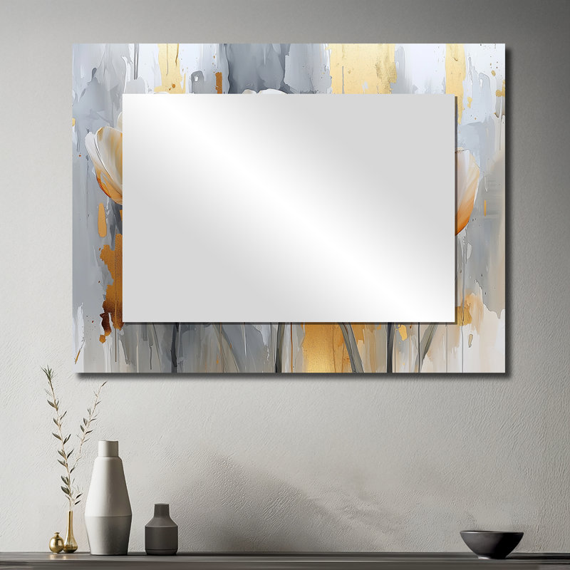 Winter Hues Tulips Field Horizon I - Art mural miroir floral - imprimé sur métal, 30 po x 40 po