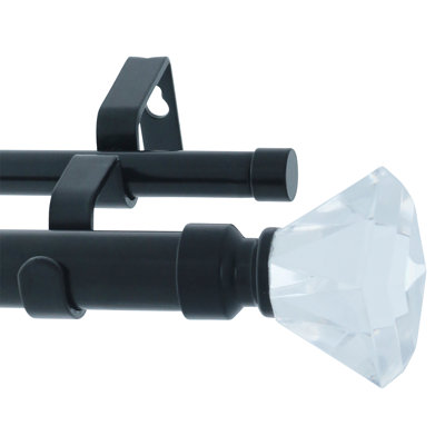 Tringle à rideaux double noire réglable de 84 po à 120 po 1 po
