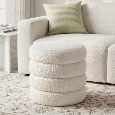 16.1"Wide Modern Boucle Upholstered Storage Ottoman