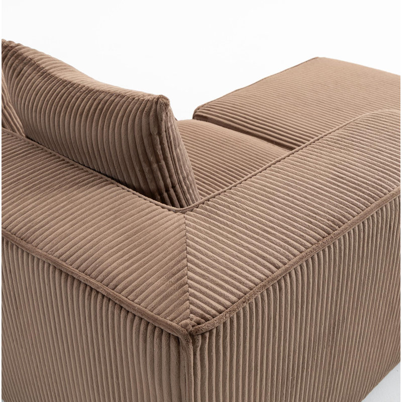 Canapé modulaire Boneless pouvant être combiné librement, Velours côtelé brun