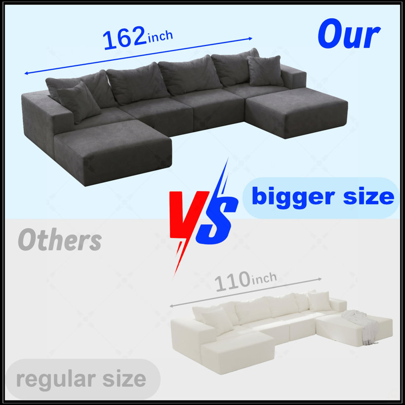 Oversized Sponge Cloud Sofa, Gray