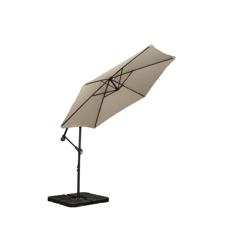 Oyster 3m Standard Cantilever Over Hanging Powder Coated Parasol with Cross Stand This parasol is made using Polyester Fabric which has a Weather-Proof Coating & UPF Sun Protection Level 50