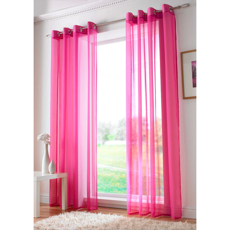 Jaxcen Sheer Curtain Single Panel, 149.86 W x 274.32 D cm, Cerise