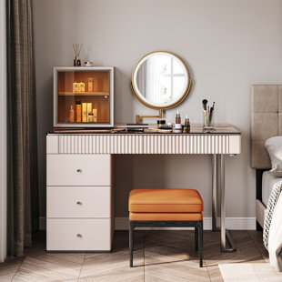 Small Flip Top Vanity Mirror Desk with Storage – DormVibes