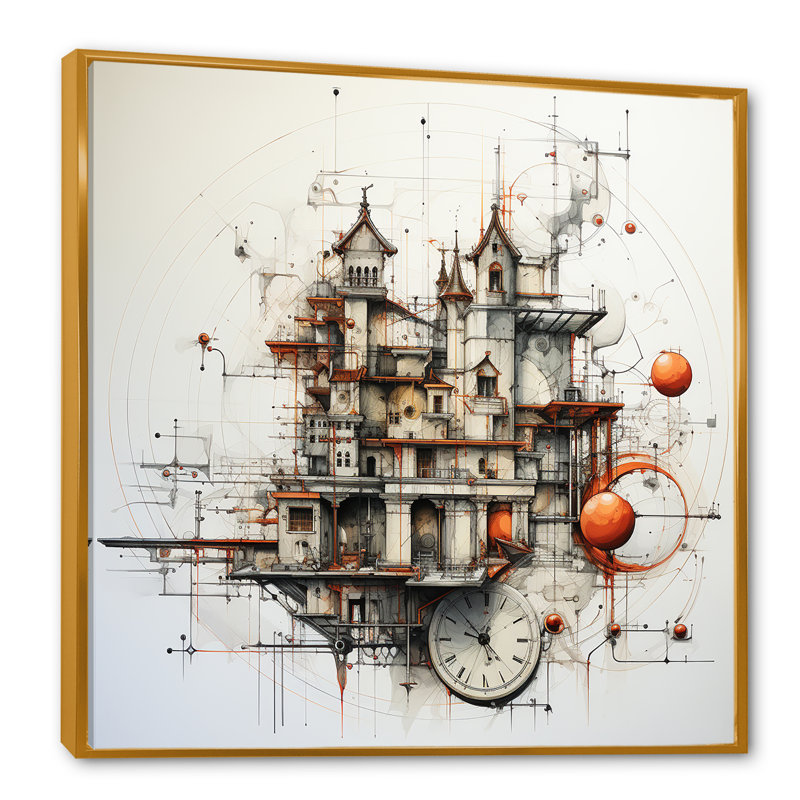 Impression sur toile surréalisme, surréalisme, Cadre flottant doré, H 16 po x l 16 po x P 1 po