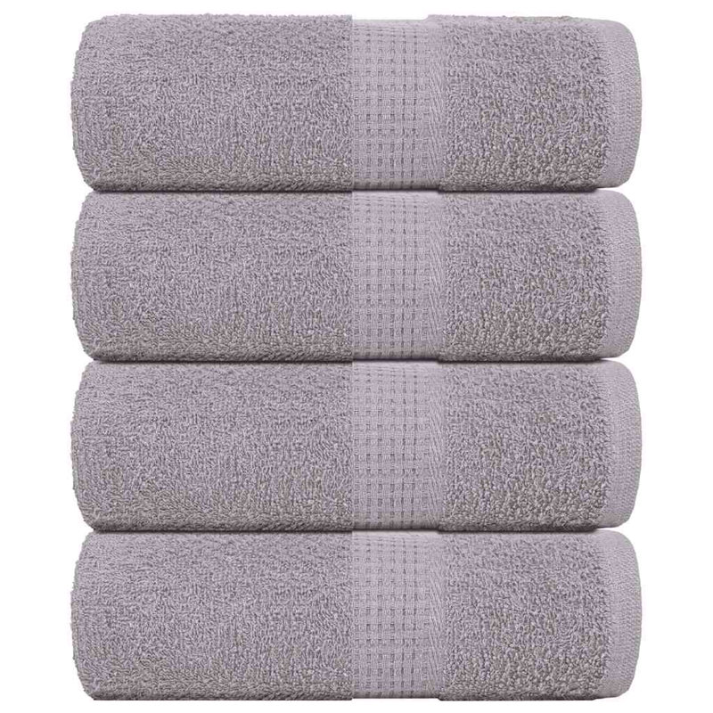 Sawiki 100% Cotton Bath Towels, Grey, Fingertip Towel - 4 Pack