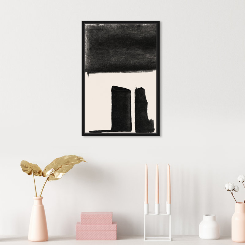 Black And White Abstract Shapes by Oliver Gal - Floater Frame Print on Canvas, Black, 16" H x 11" W