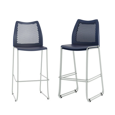 Stackable Sled Base Barstool With Vented Back And Integrated Footrest
