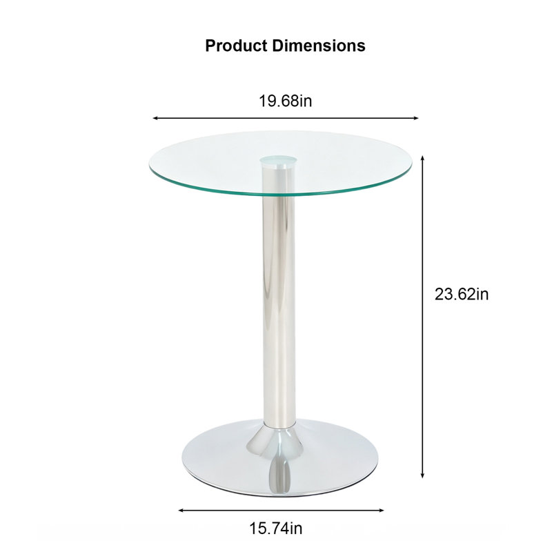Tables d'appoint modernes, table d'appoint ronde en métal 19,68 po pour la maison, Argent * transparent