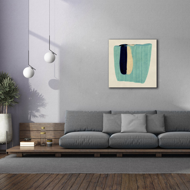  «Teal Swipe 2» par Emma Caroline, art mural sur toile, 37 po x 37 po