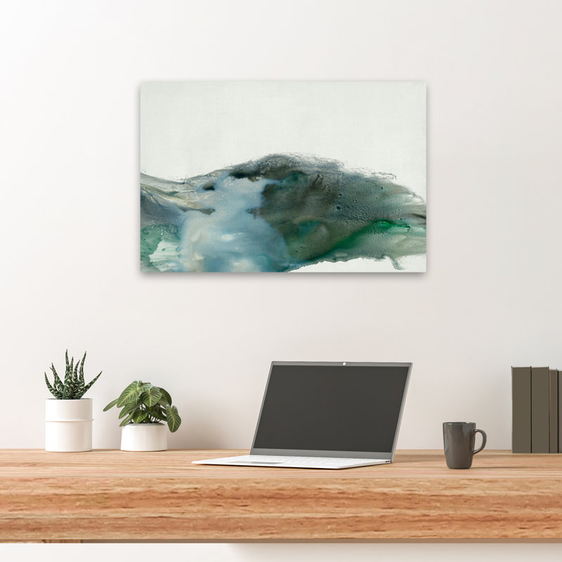 Blue Stream contemporain abstrait terre et paysage marin abstrait aquarelle mer, H 24 po x l 16 po