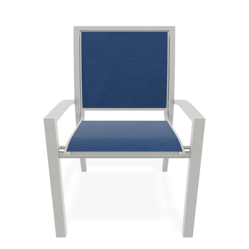 Chaise de café empilable Kendall, Neige, Cobalt 35D Sunbrella®