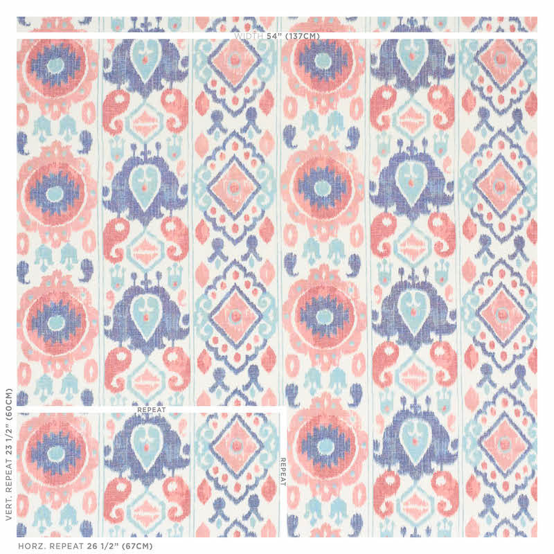 Tissu ikat élisia, Rose / indigo