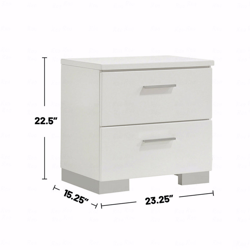 Table de chevet 2 tiroirs au fini blanc ultrabrillant
