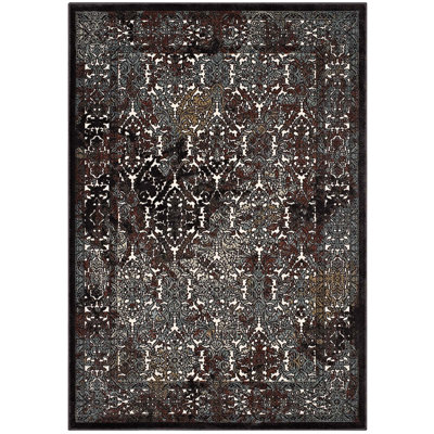 Tapis brun foncé et bleu argenté Westia