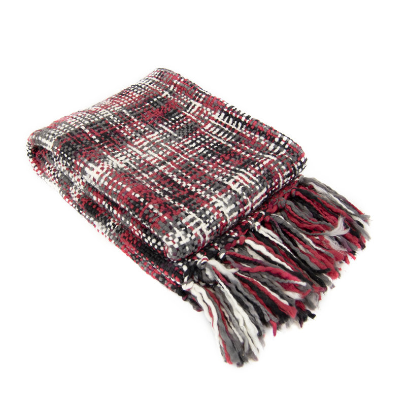 Jeté tissé Donna, Noir / blanc / rouge / gris