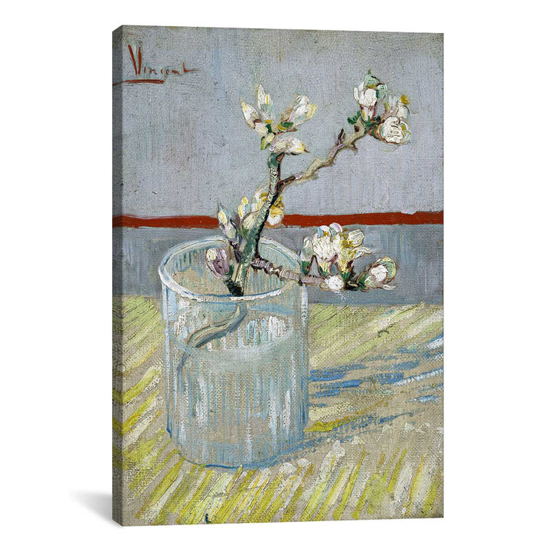 Sprint of Flowering Almond Blossom In A Glass par Vincent Van Gogh - Estampe numérique sur toile tendue avec châssis