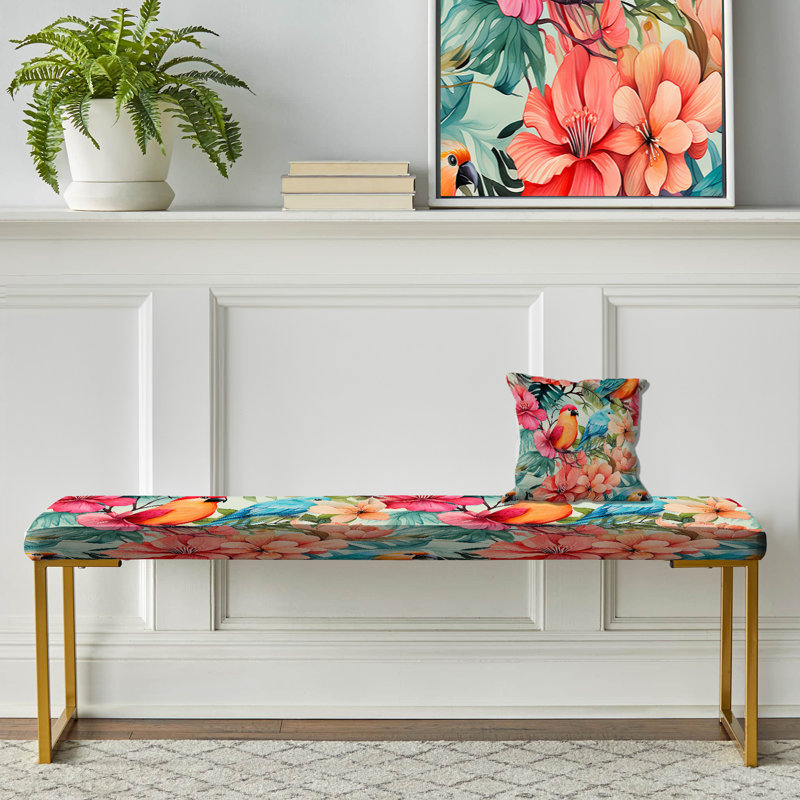 Tropic Dreams - motif tropical - banc rembourré doré