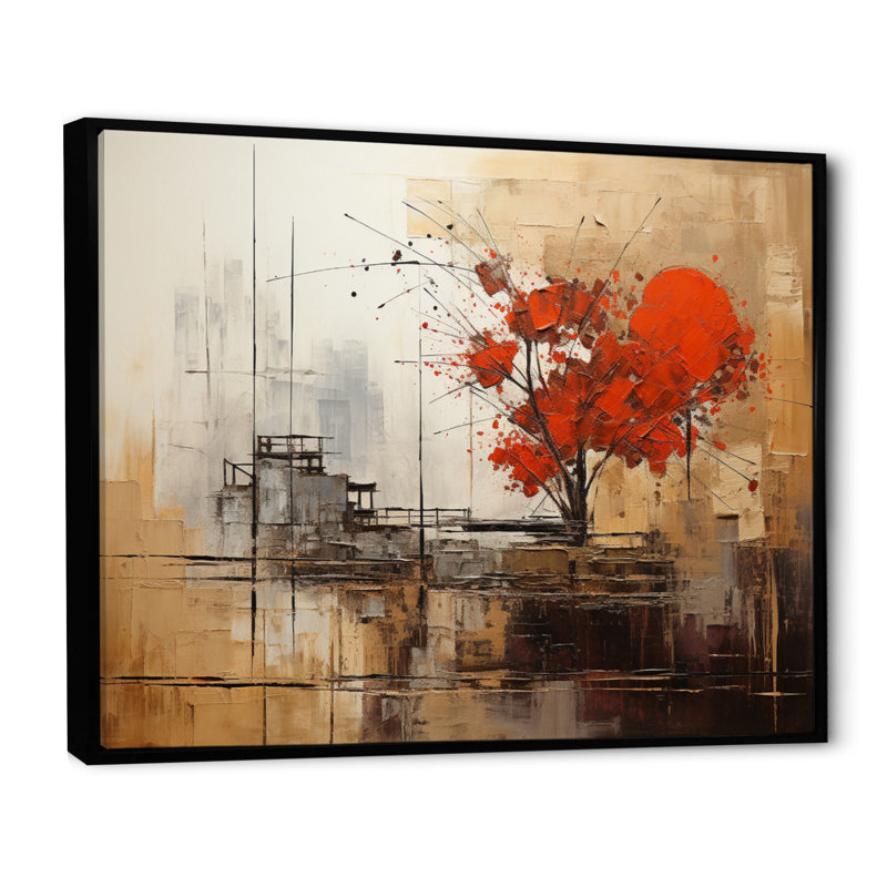 Collages d'automne I - Collages abstraits, impressions sur toile, H 24 po x l 32 po x P 1 po, Cadre flottant noir