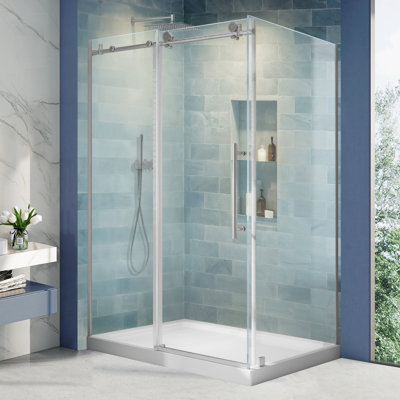 56-60 in. W x 36 in. D x 72 in. H Frameless Corner Sliding Shower Door Enclosure in 5/16 in. Clear Glass