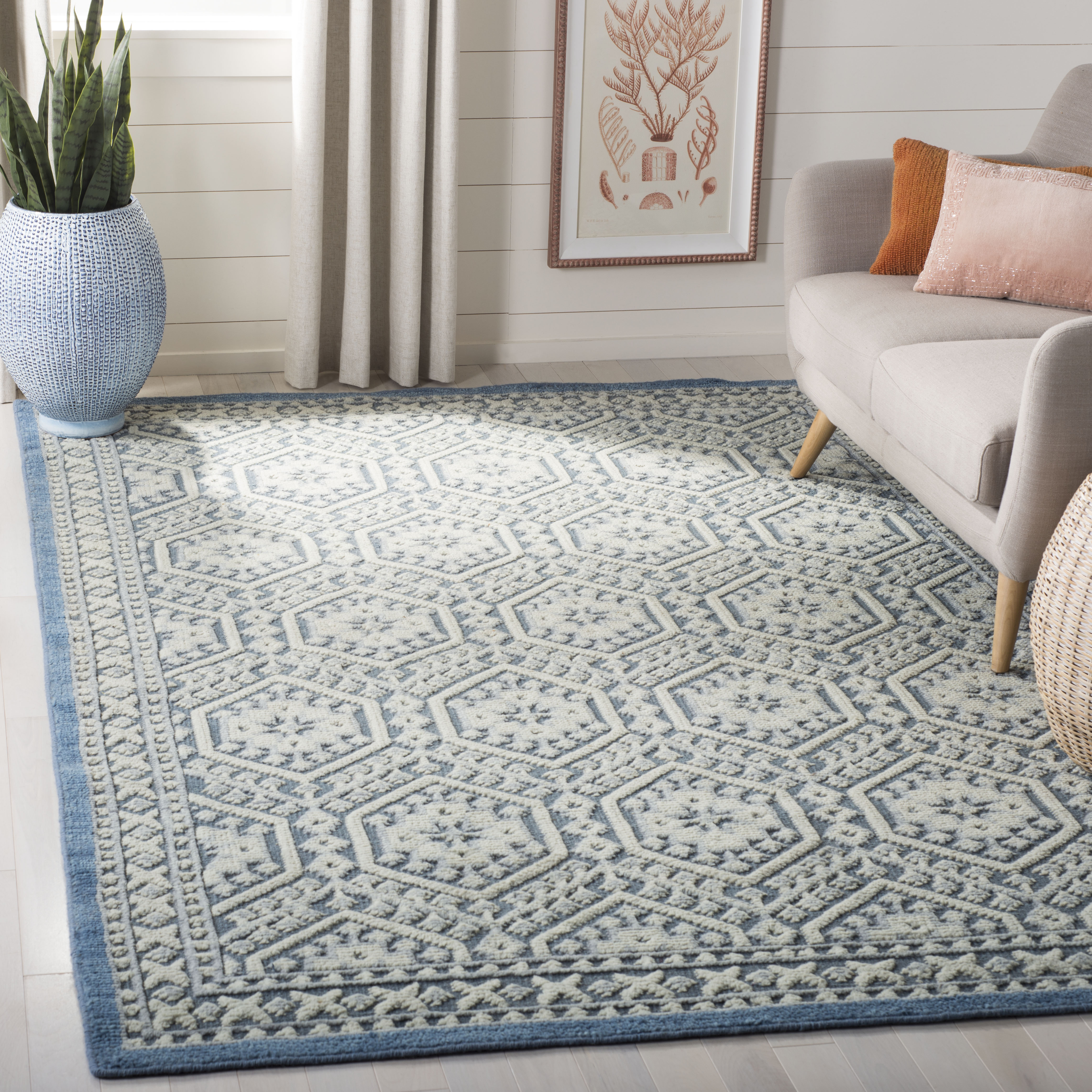 Darby Rug Darby Home Co Baum Hand Knotted Wool/Cotton Geometric Rug in Blue | Wayfair