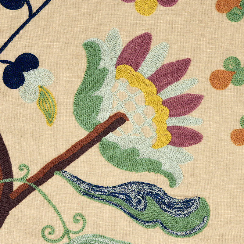 Mandevilla Embroidery Fabric, Cream/Mint