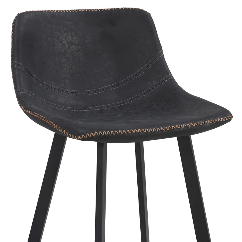 Fulcher Upholstered Counter Stool with Metal Frame, Black