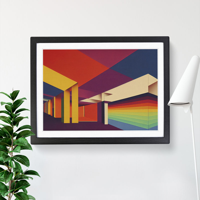 Architecture Modern Abstract Art - Single Picture Frame Print, Black, 46cm H x 64cm W