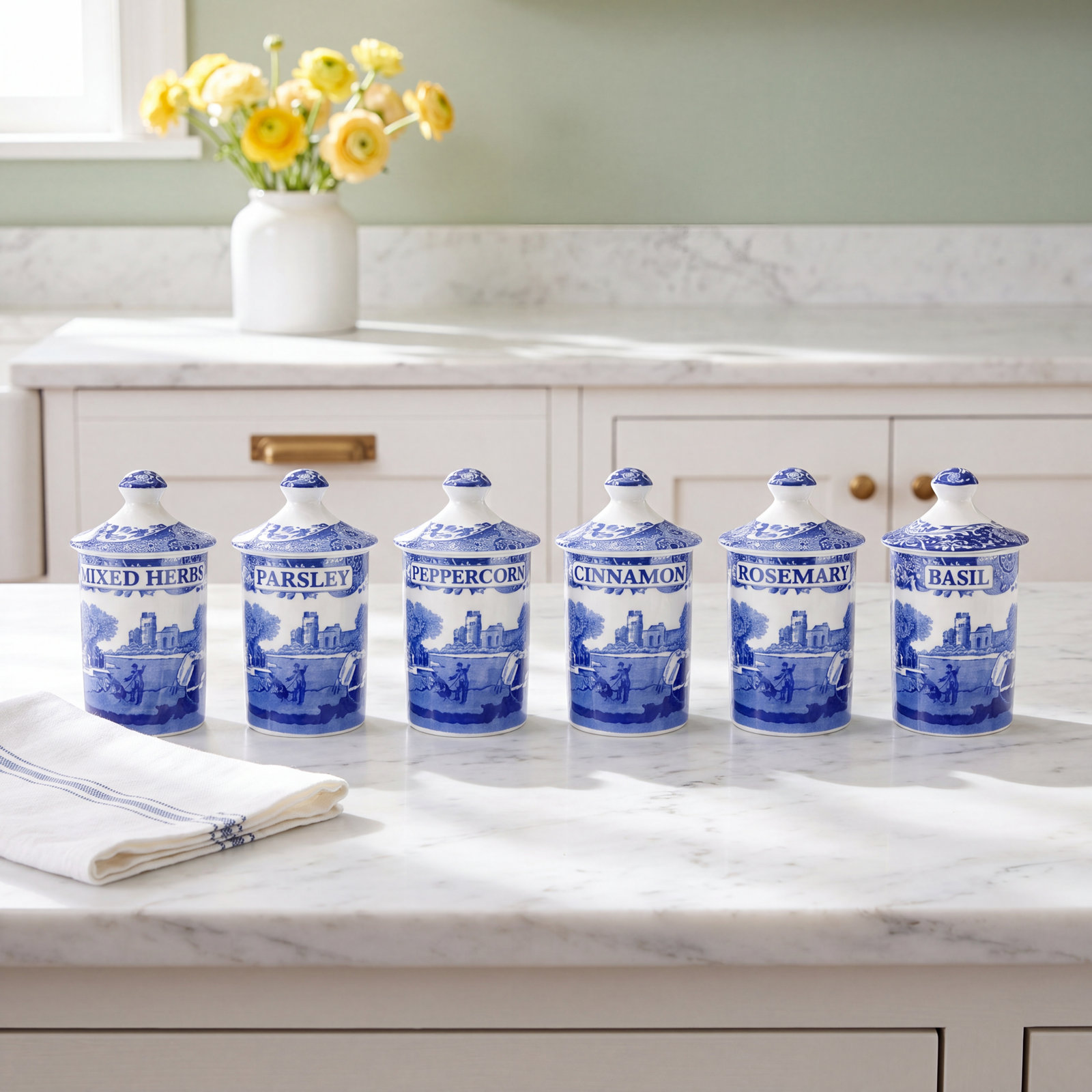 Spode Blue Italian Spice Jars