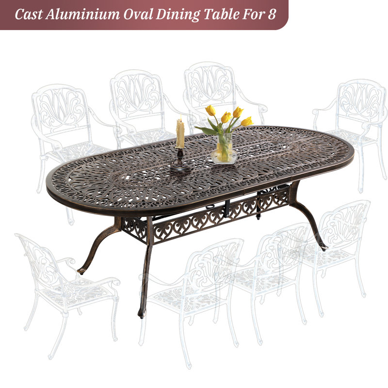Claudean Oval Antique Bronze Aluminum Outdoor Dining Table