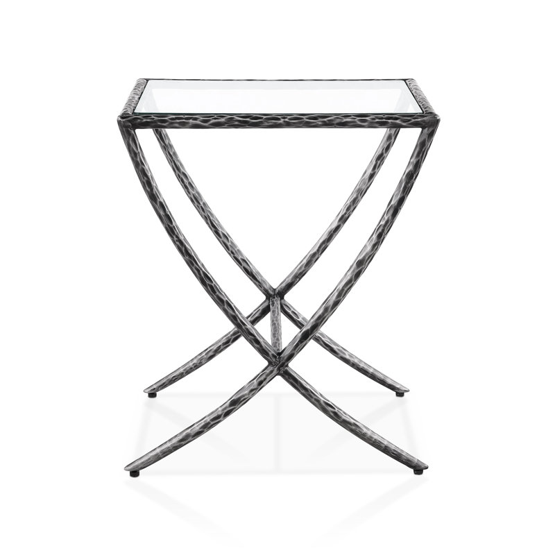 Mathis Modern Hammered Metal Side Table, Matte Gray