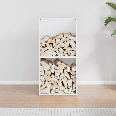 vidaXL Firewood Rack White 15.7x11.8x31.5" Cold-Rolled Steel