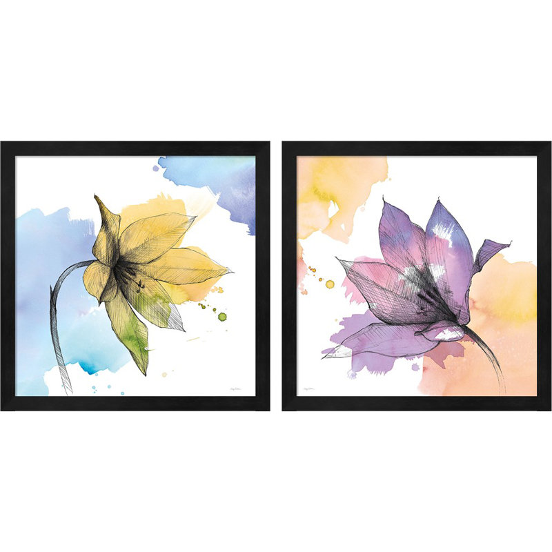 «Watercolor Graphite Flower B» par Avery Tillmon, art encadré (ensemble de 2)