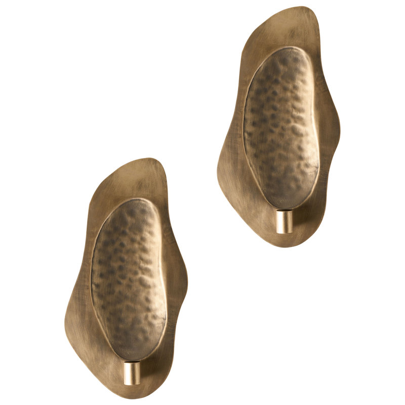 ODEMIRA 2 Piece Metal Wall Sconce Set, Gold