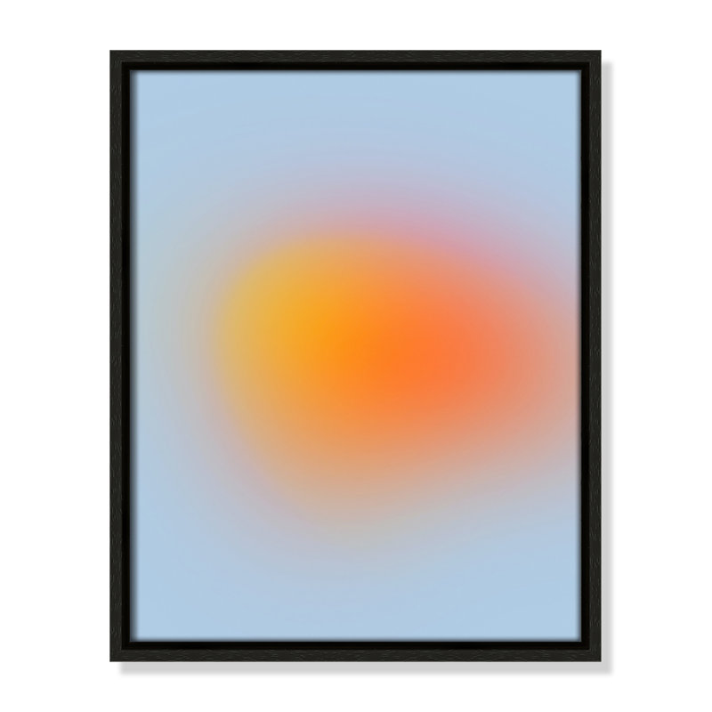 Imprimé néon orange brillant, Pas de tapis, Cadre flottant espresso, H 15,5 po x l 12,5 po x P 2 po