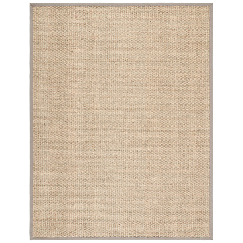 Auckland Bamboo Slat/Seagrass Natural/Gray Area Rug, Rectangle 8' x 10'