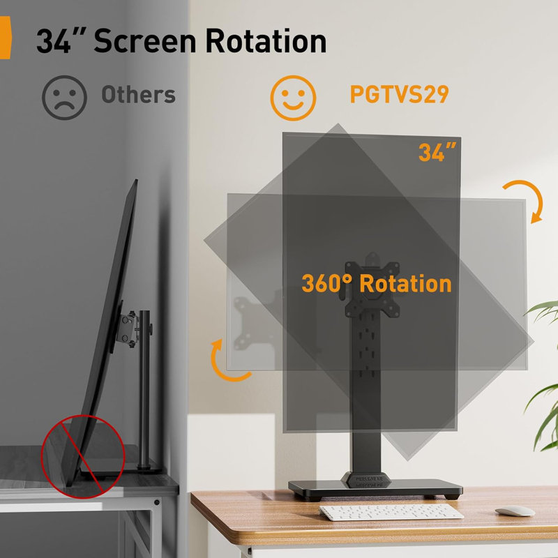 Monitor Stand, Stand-Alone Monitor Stand, For 13-34 Inch Screen, 360 Degree Rotation, 5 Height Settings, Adjustable Monitor Desktop Lift, Swivel And Tilt, Max VESA 100X100mm