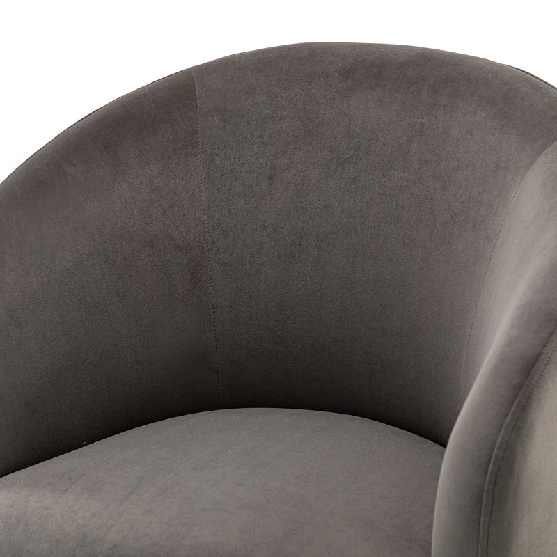 Fauteuil demi-tonneau Dian, Velours gris