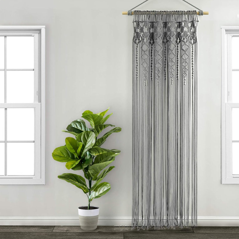 Cotton Semi Sheer Single Curtain Panel, Grey