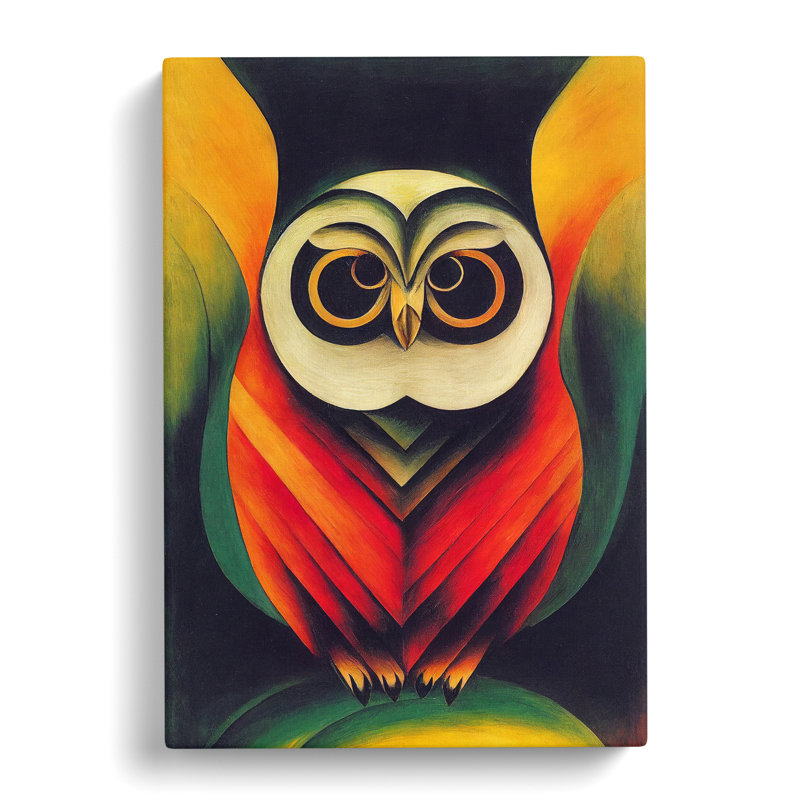 Abstract Owl - Wall Art, Wrapped Canvas, 50cm H x 35cm W, No Matte