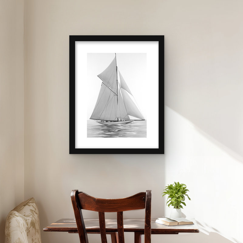 Reproduction matte encadrée marine pour voilier, H 20 po x l 16 po