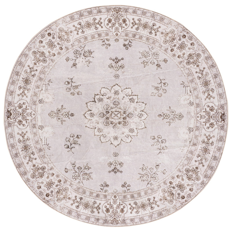 Arizona Performance Machine Washable Floral Indoor Rug, Round 6'