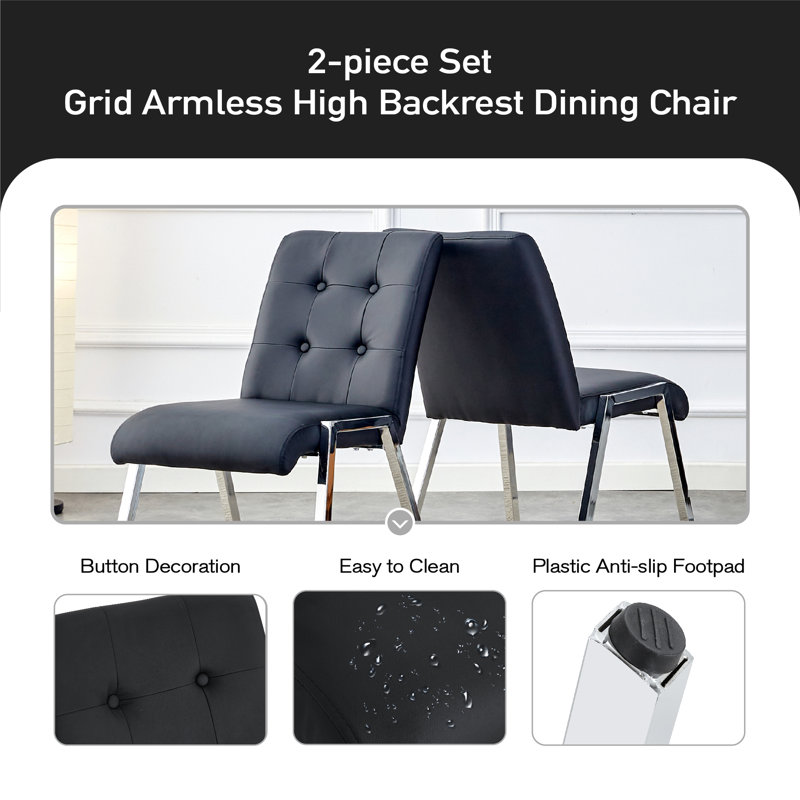 Chaise parsons capitonnée Rikeisha, Noir