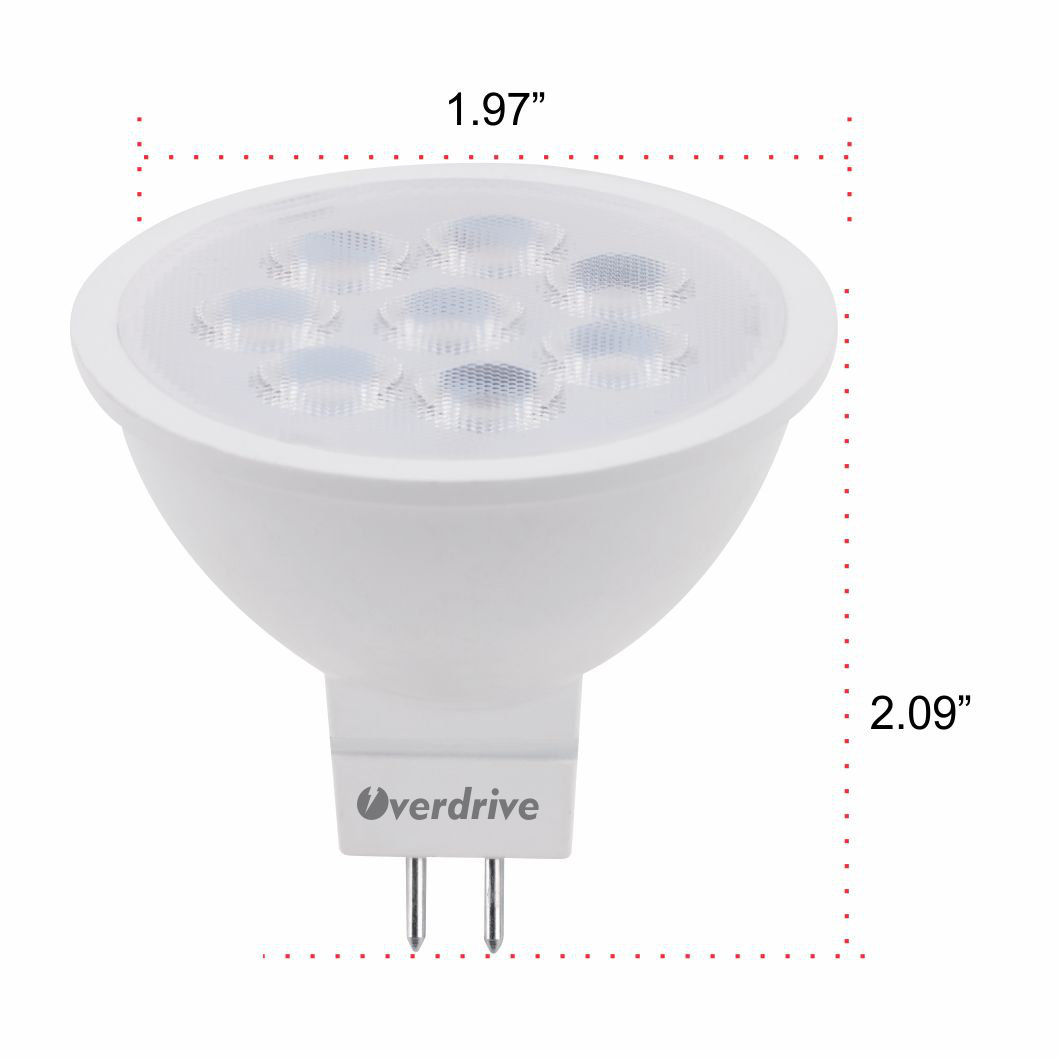 7 Watt (50Incandescent Equivalent Wattage), MR16 LED, Dimmable Light Bulb GU5.3/Bi-pin Base (Set of 6) OverdriveLighting