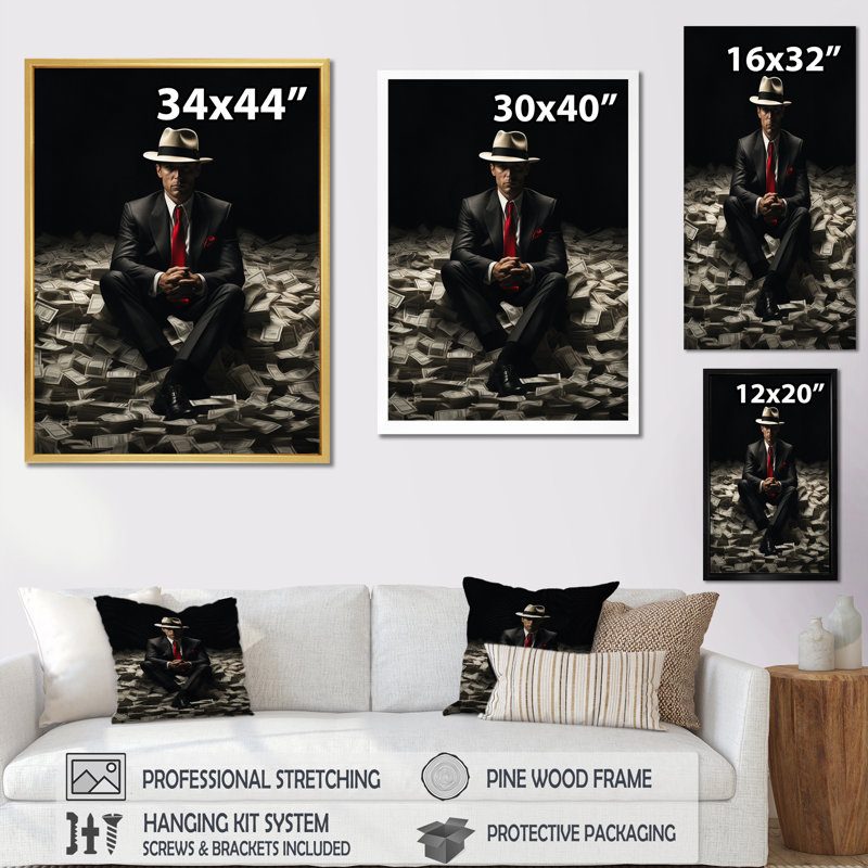 «Billionaire Man with Hat Abundance Of Silver», reproductions d'art mural, Cadre simple blanc, H 40 po x l 30 po x P 1,5 po